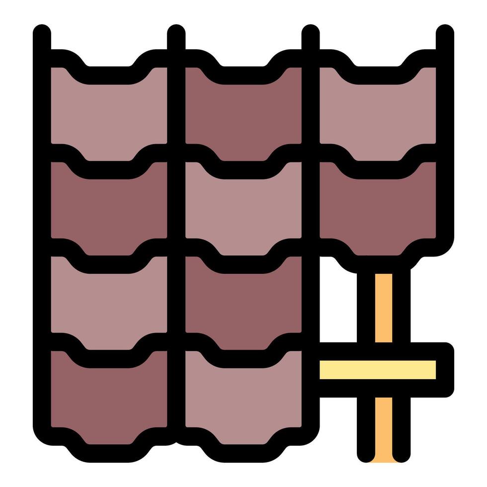 Roof tiles installation representing roofing and construction industry vector