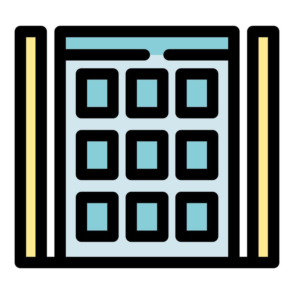 Modern building facade with rectangular windows and pillars emphasizing architectural design vector