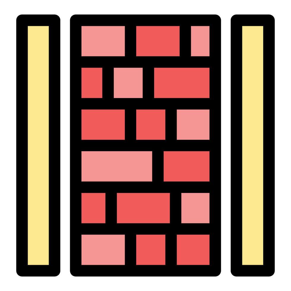 Brick wall being built between two vertical metal beams vector