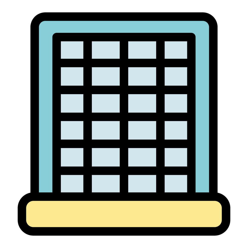 Modern building facade with grid windows and yellow base vector