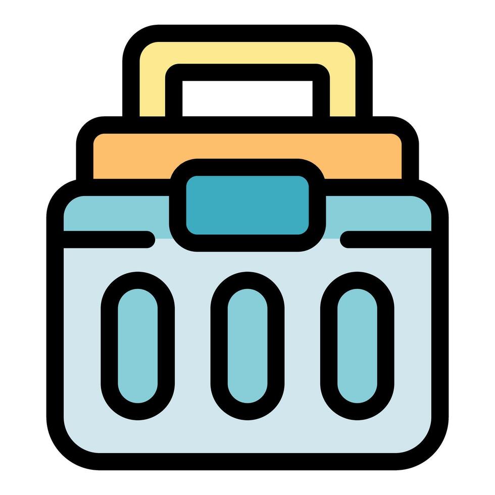 Portable refrigerator keeping food and drinks cool during travel vector