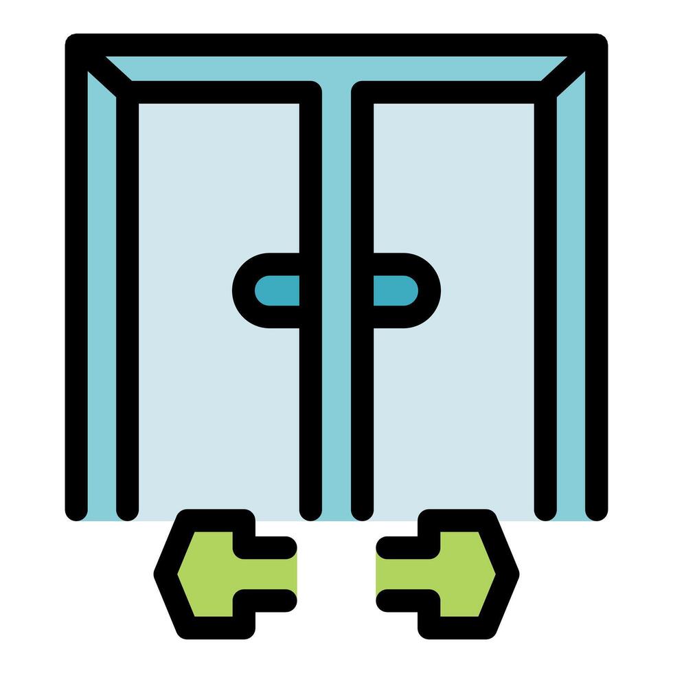Double sliding door opening and closing mechanism vector