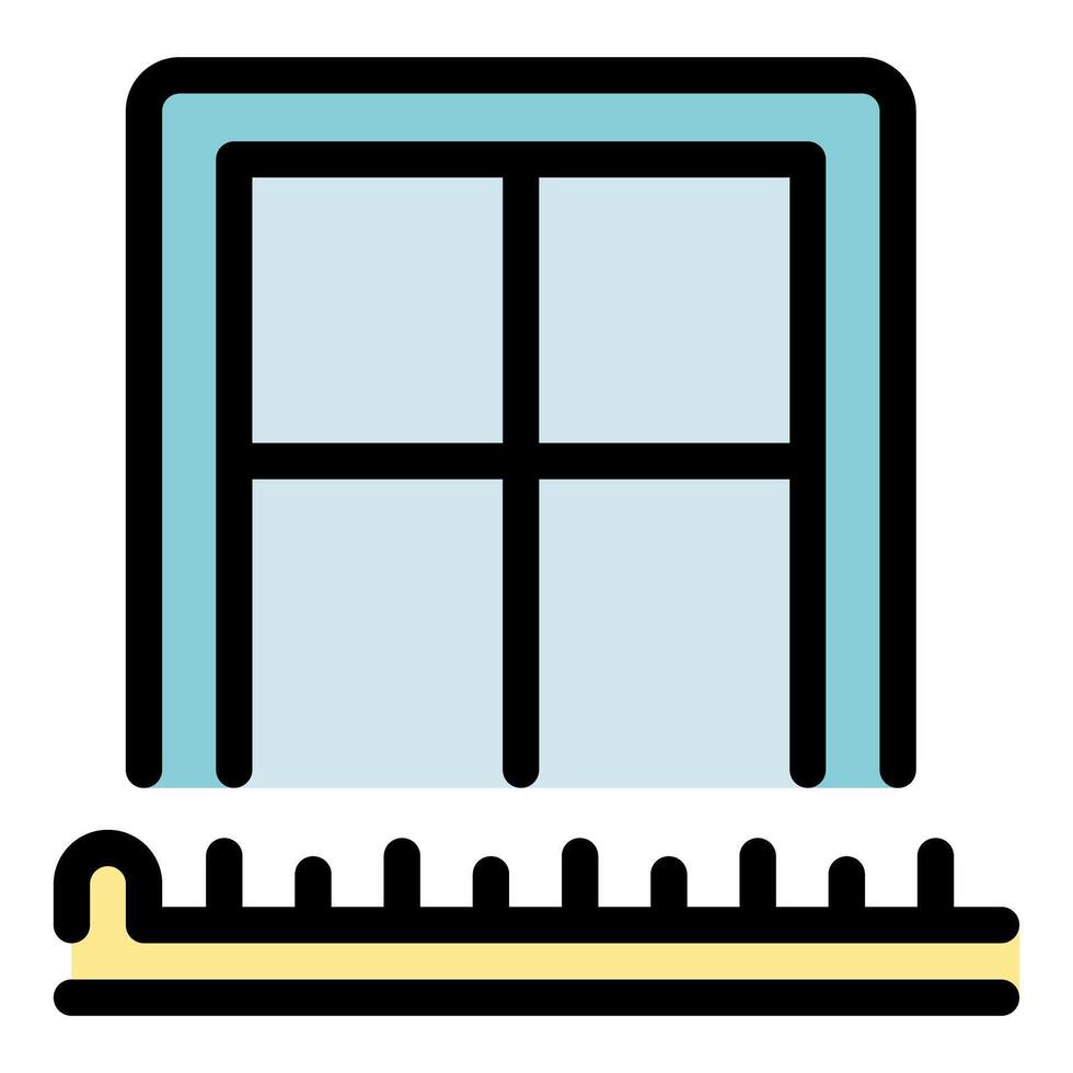 Plastic window installing on house facade, home renovation concept vector