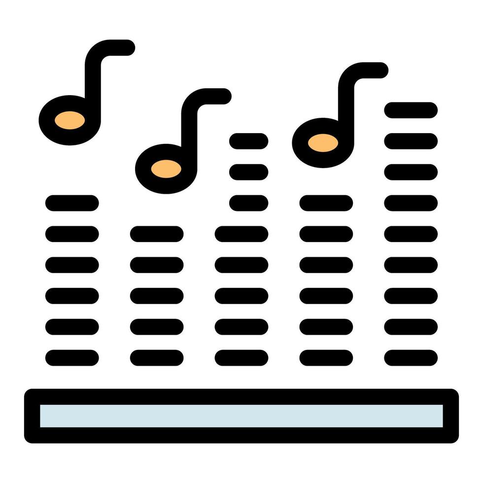 Music playing on a digital audio mixer with notes displayed vector