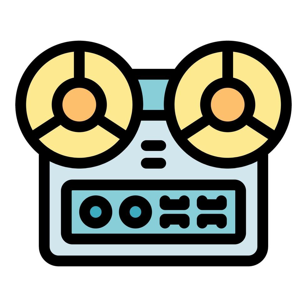 Vintage reel to reel tape recorder playing music vector