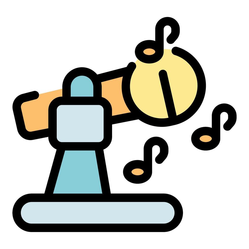 Microphone singing on a stand with musical notes emanating, vector