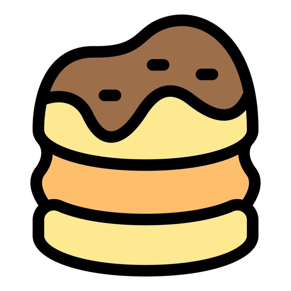 Delicious choco pancakes stack dripping with chocolate sauce vector