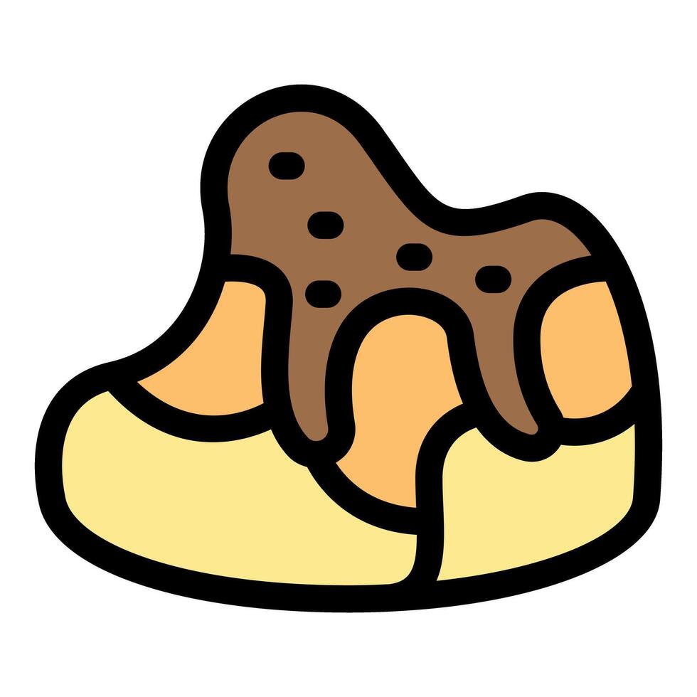 Delicious pudding with chocolate sauce drizzled on top vector