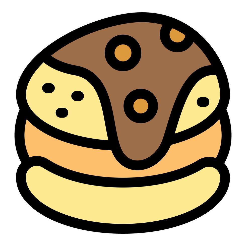 Delicious cream puff with chocolate topping drizzled on a soft bun vector