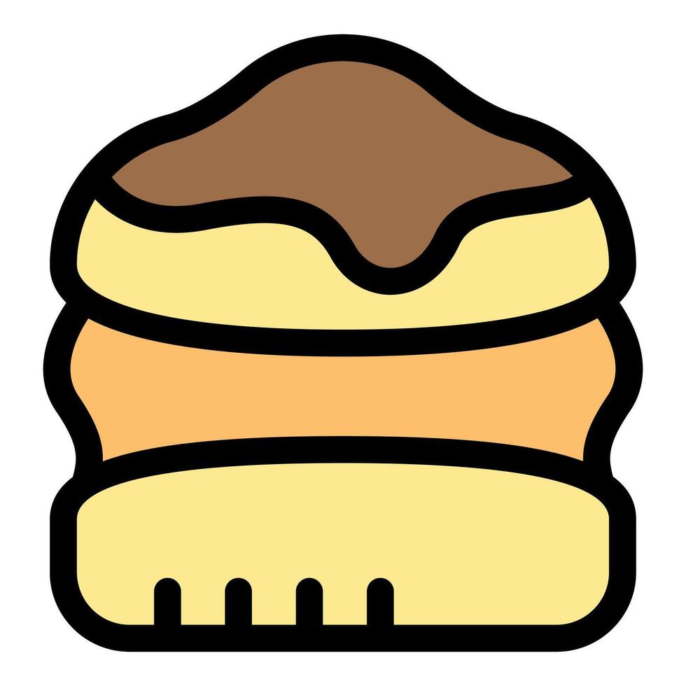 Delicious japanese fluffy pancake drizzled with sweet chocolate sauce vector