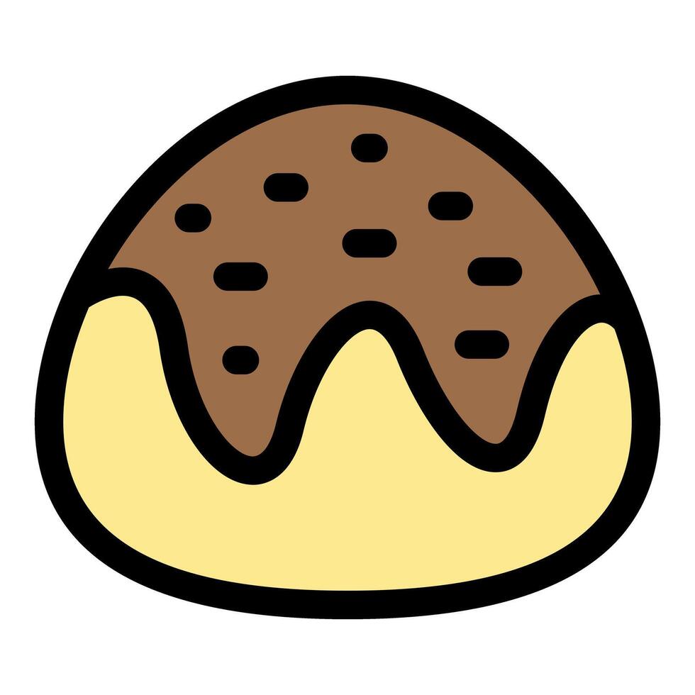 Chocolate topping is dripping on a delicious round cake vector