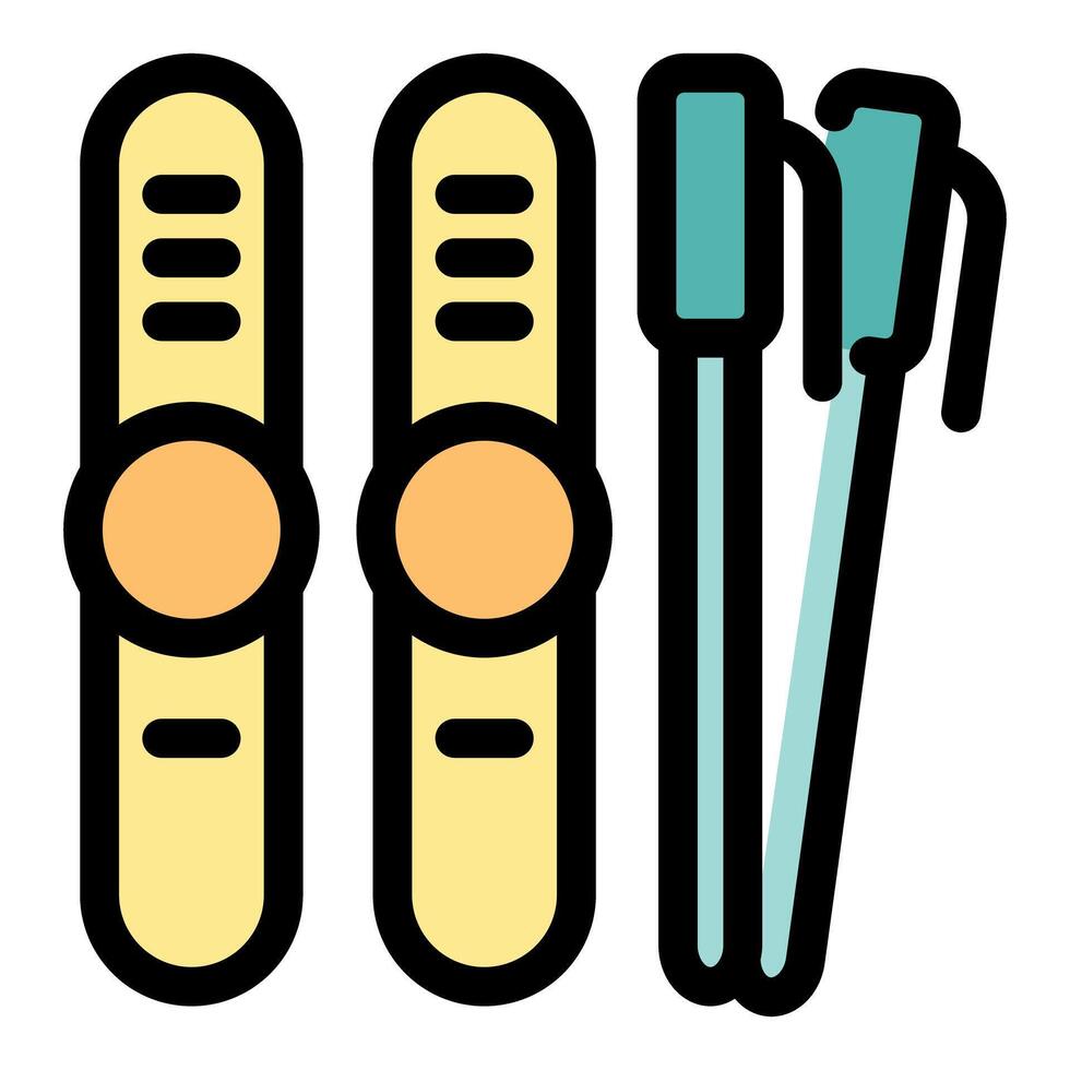 Skiing gear with skis and poles ready for winter sports vector