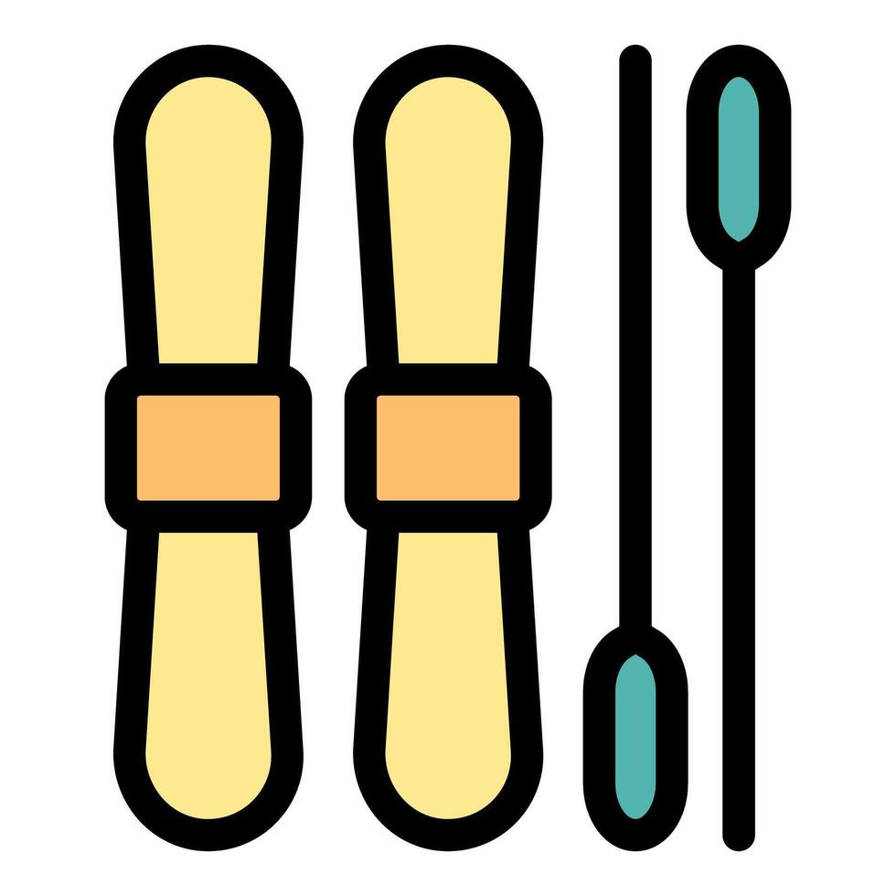 Skiing gear with skis and poles ready for winter sports vector