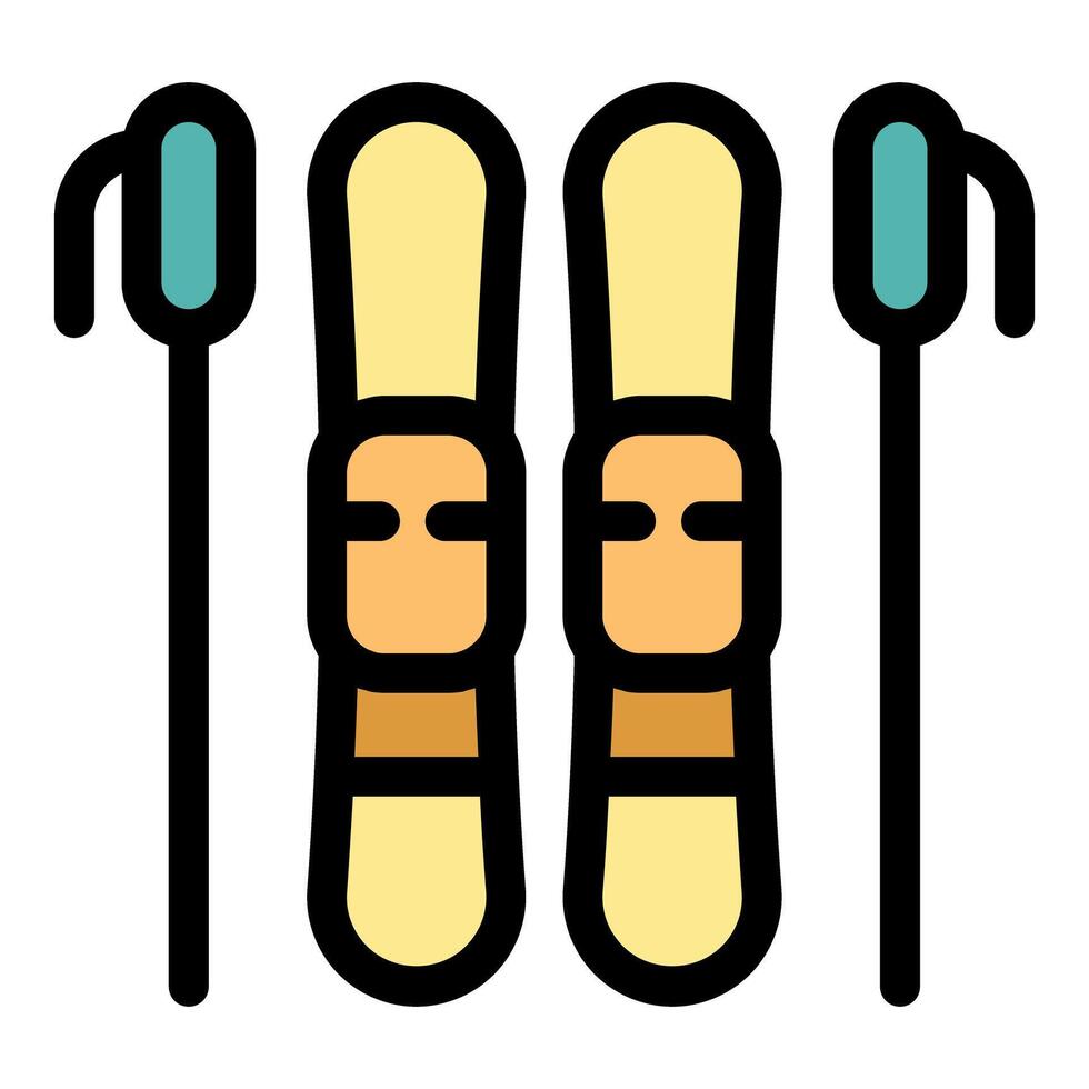 Skiing gear with skis and poles ready for winter sports vector