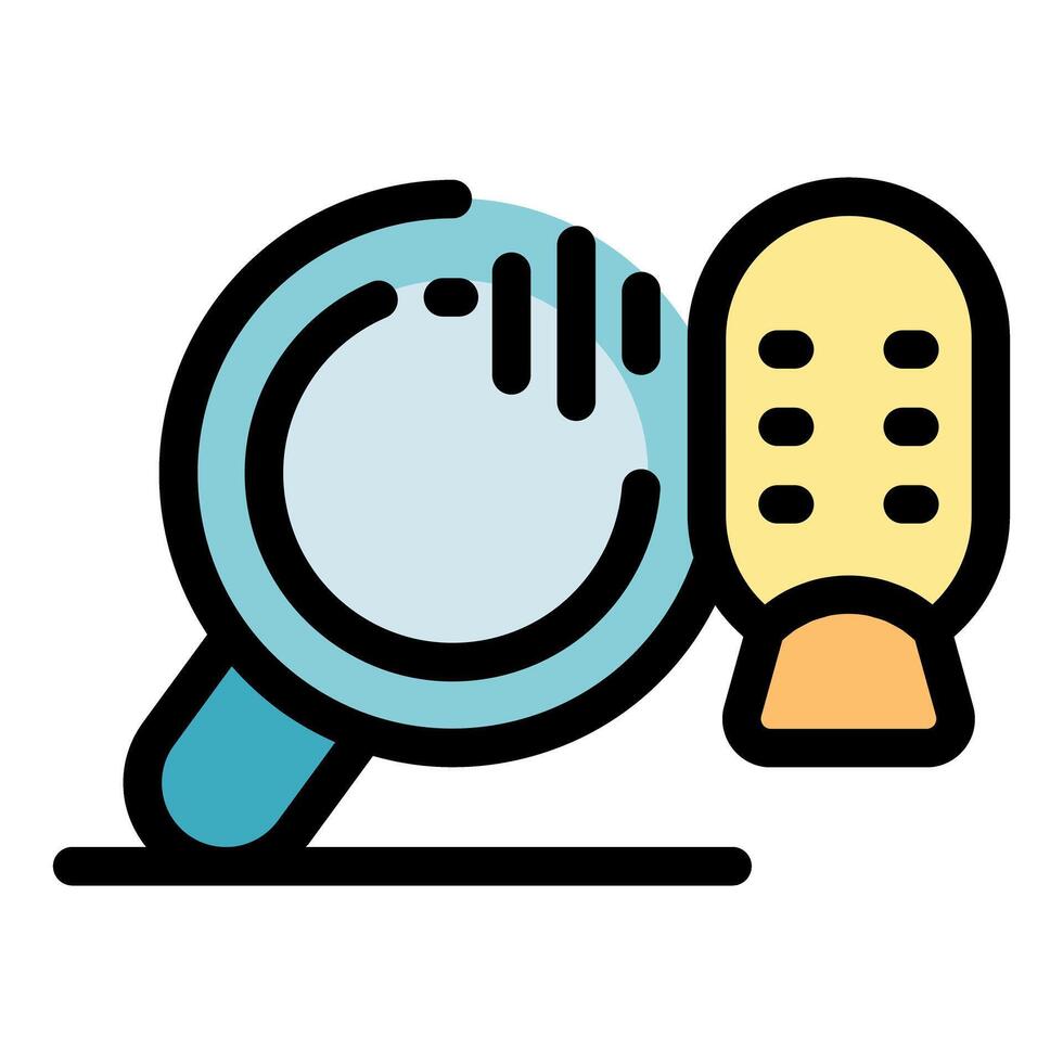 Magnifying glass examining hair scalp and comb for dandruff and lice vector