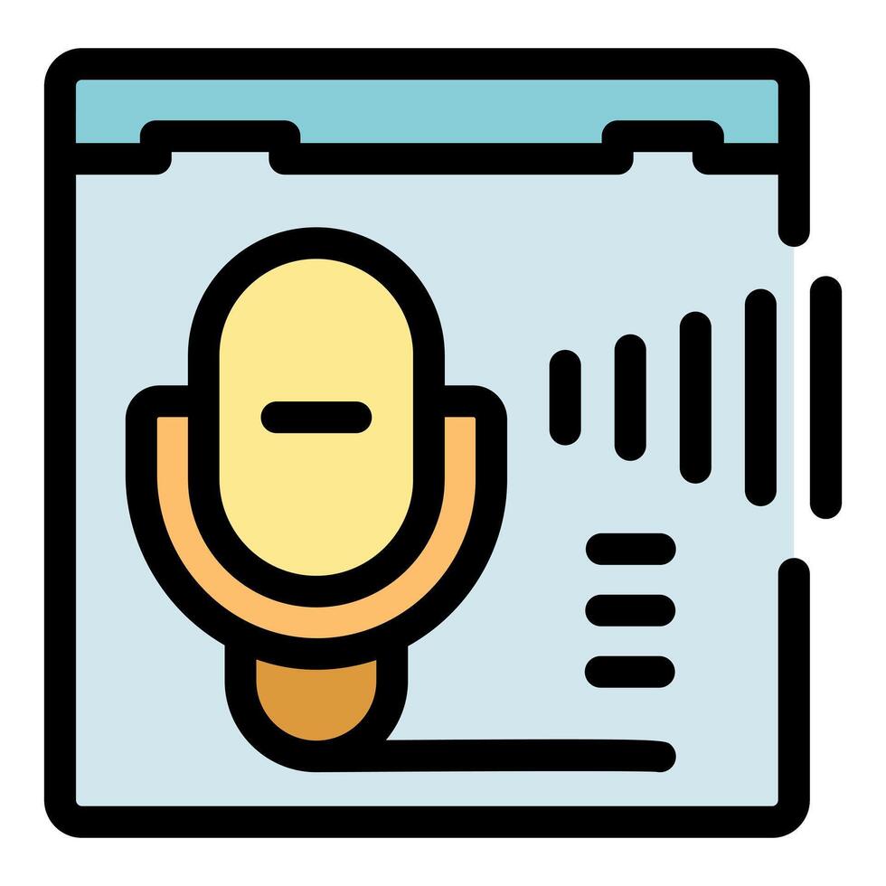 Online voice recorder capturing audio on website page with microphone icon and sound waves vector