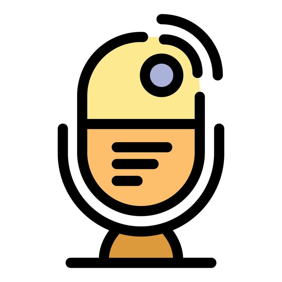Podcast microphone broadcasting wireless signal icon vector