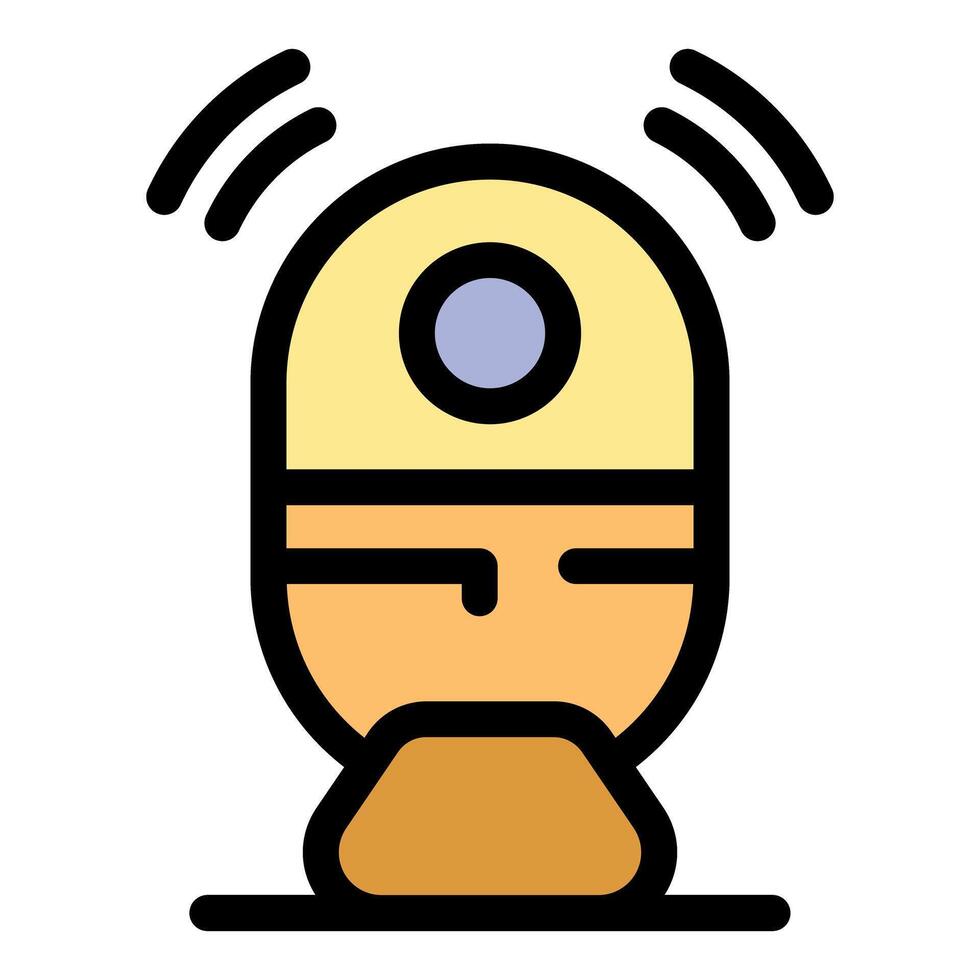 Smart robot vacuum cleaner doing housework with sensor and wifi icon vector