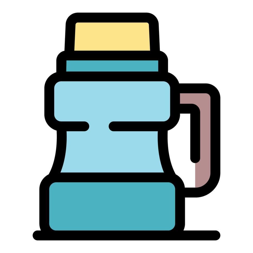 Vacuum bottle keeping drinks hot or cold for hiking and camping vector