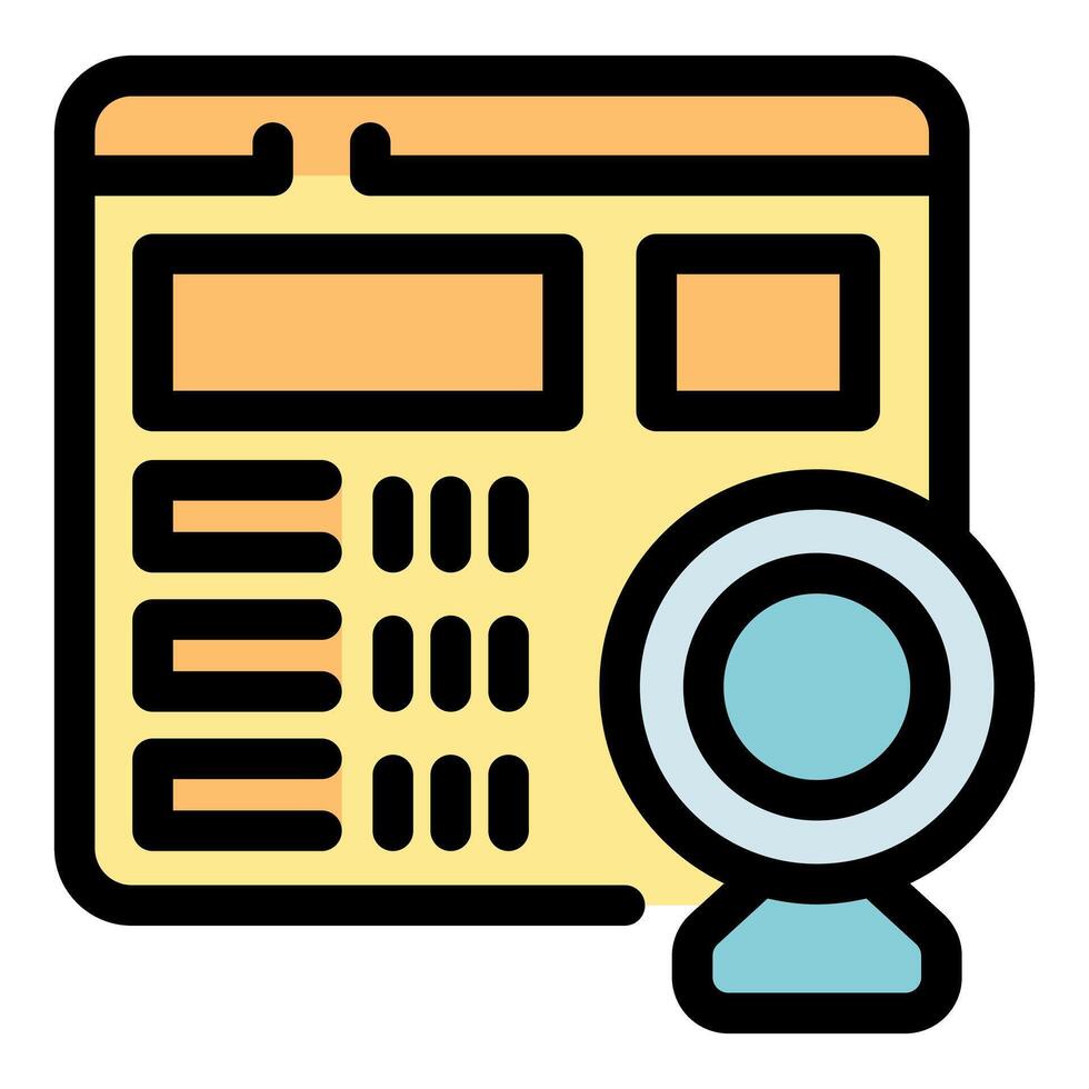 Webcam connecting to website control panel for call or live streaming vector