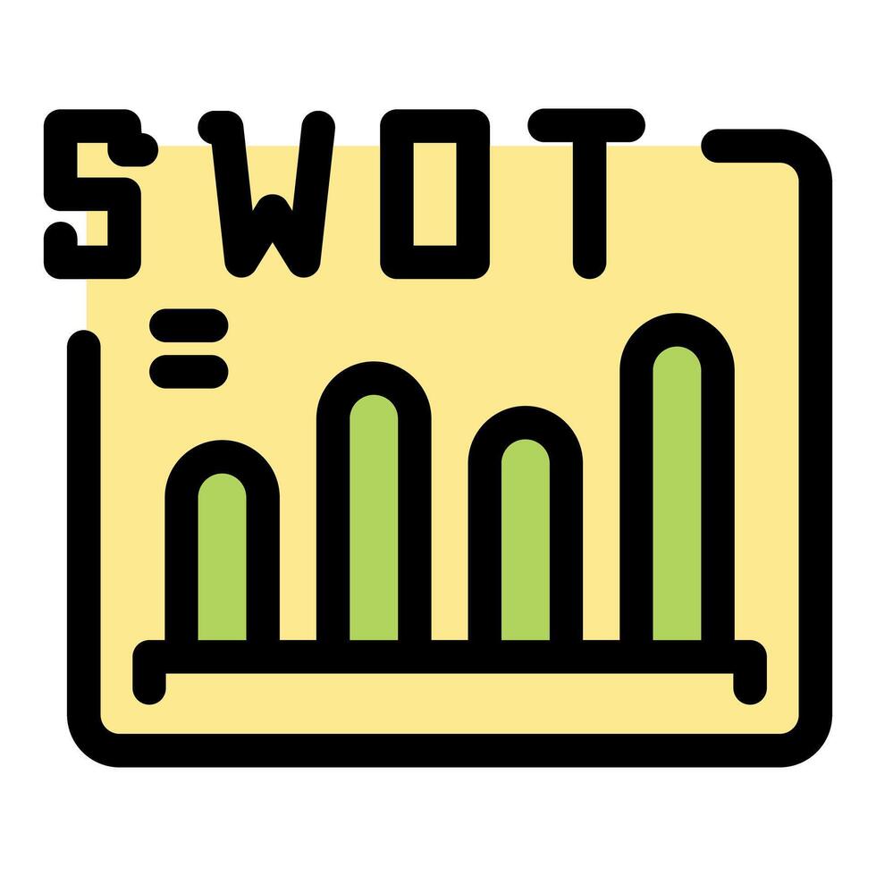 Swot analysis chart displaying business performance with growing bars vector