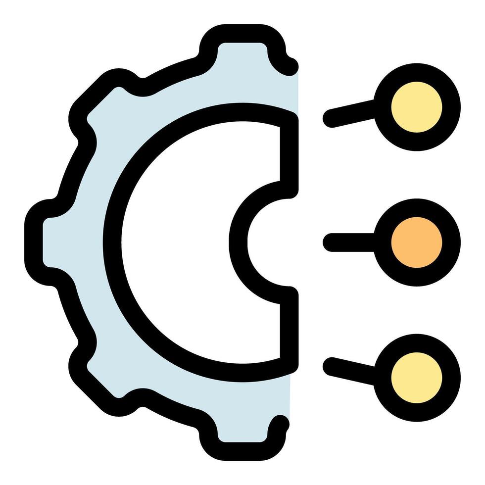 Gear connecting to three nodes representing data flow vector