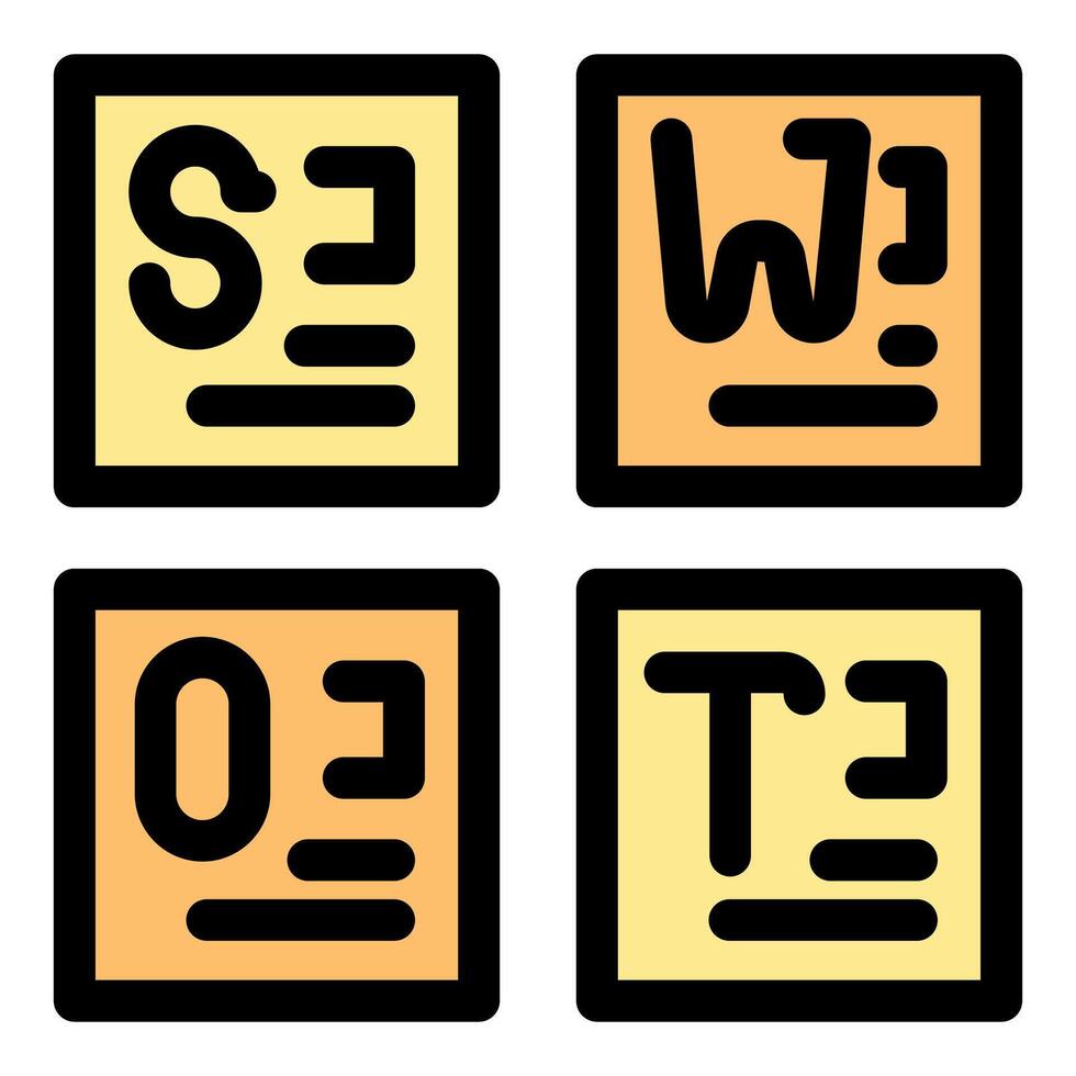 Swot analysis chart representing strengths, weaknesses, opportunities, and threats vector