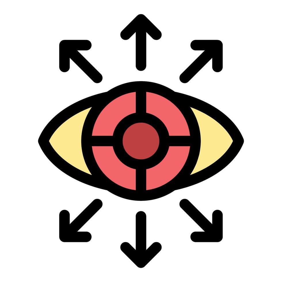 Eye targeting and tracking movement with arrows indicating direction vector