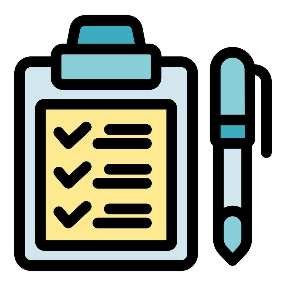 Clipboard with checklist and pen, completing tasks efficiently vector
