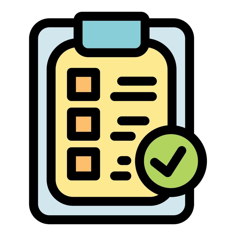 Clipboard showing checklist with check mark icon, completing tasks efficiently vector