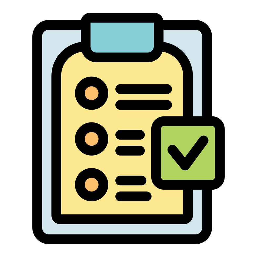 Clipboard showing completed checklist with check mark icon vector