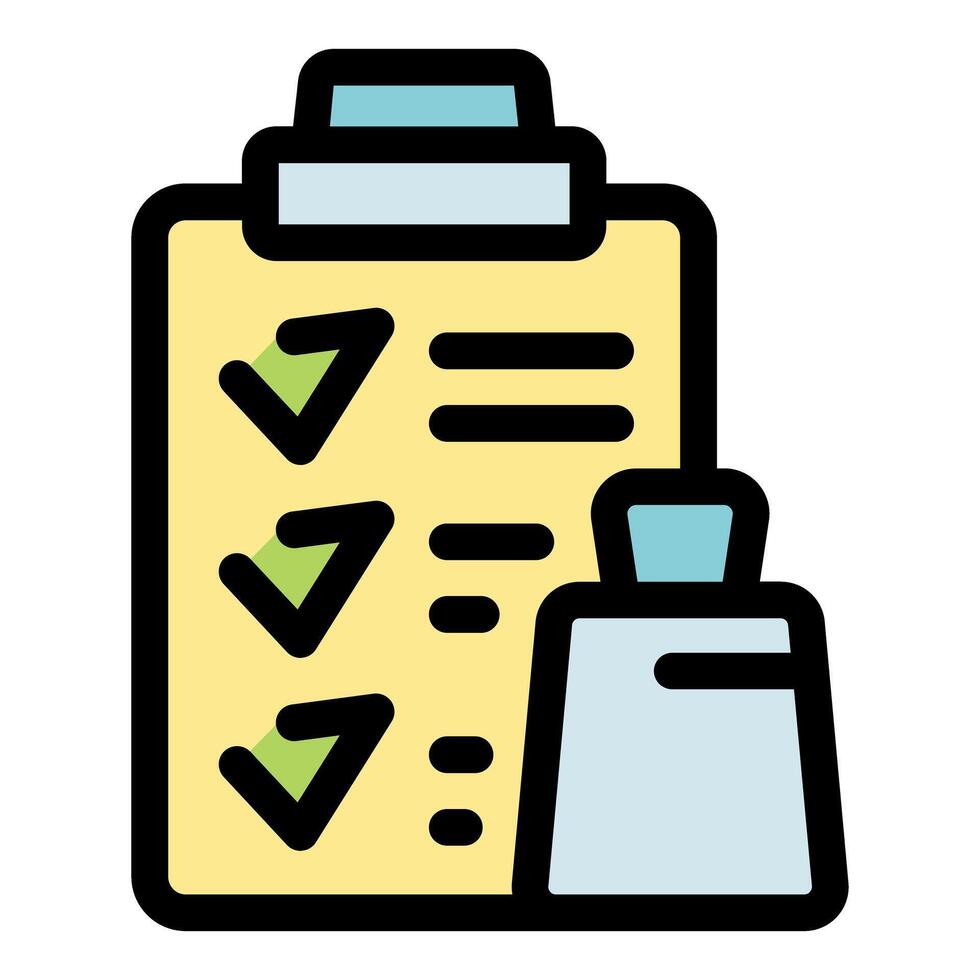 Clipboard with checkmarks and file representing completed tasks vector