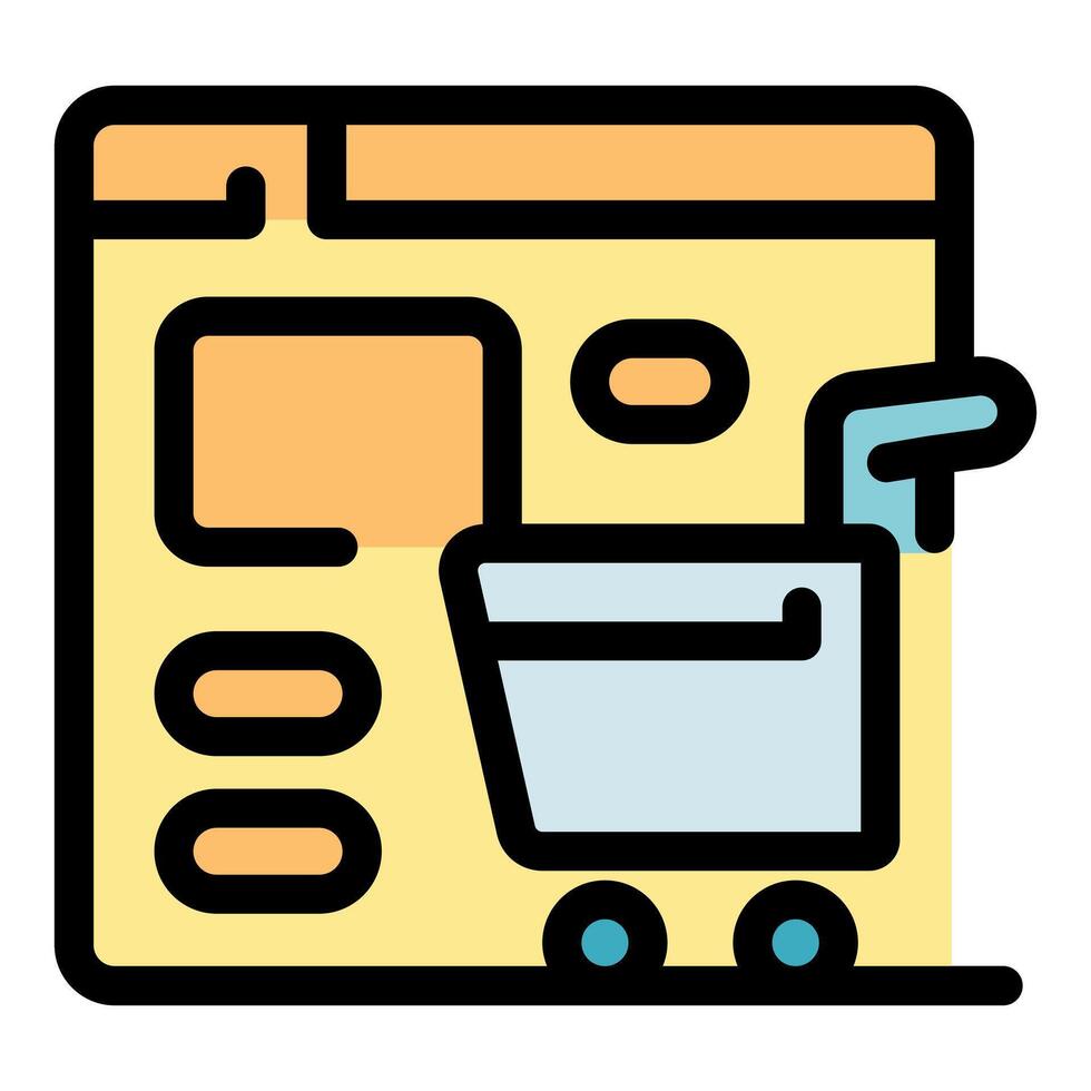 Online shopping cart leaving website window, exiting e commerce platform vector