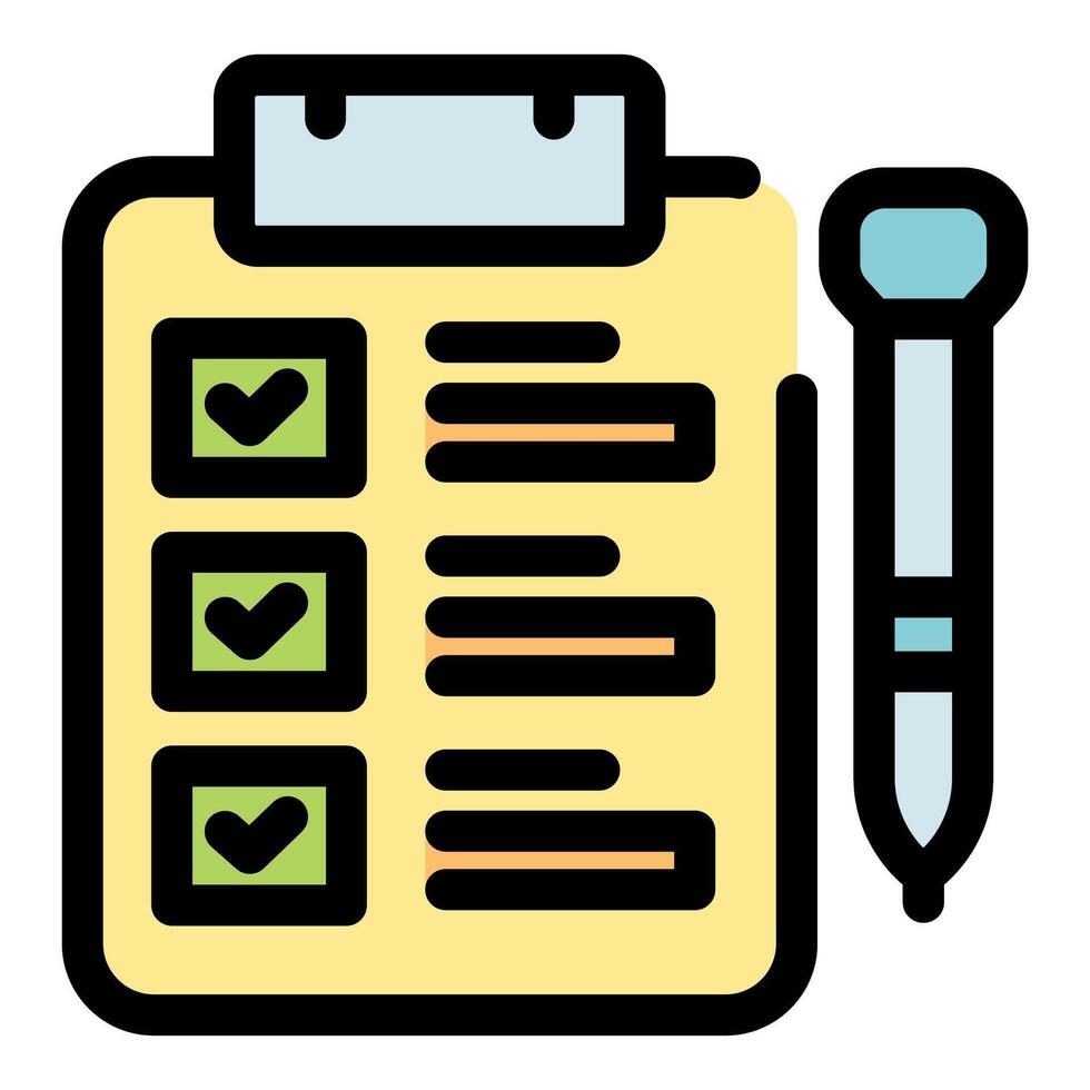 Clipboard with checkmarks and pen representing completed tasks vector