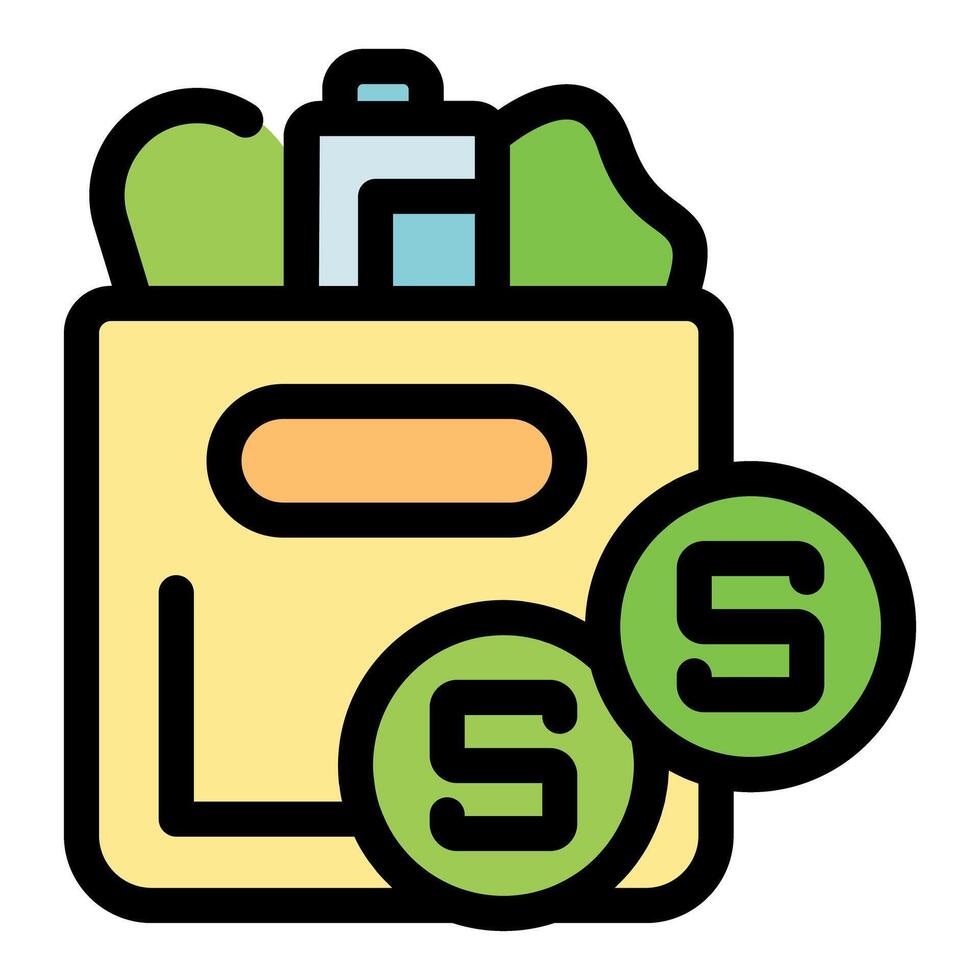 Grocery bag with vegetables and saving money icon representing budget shopping vector