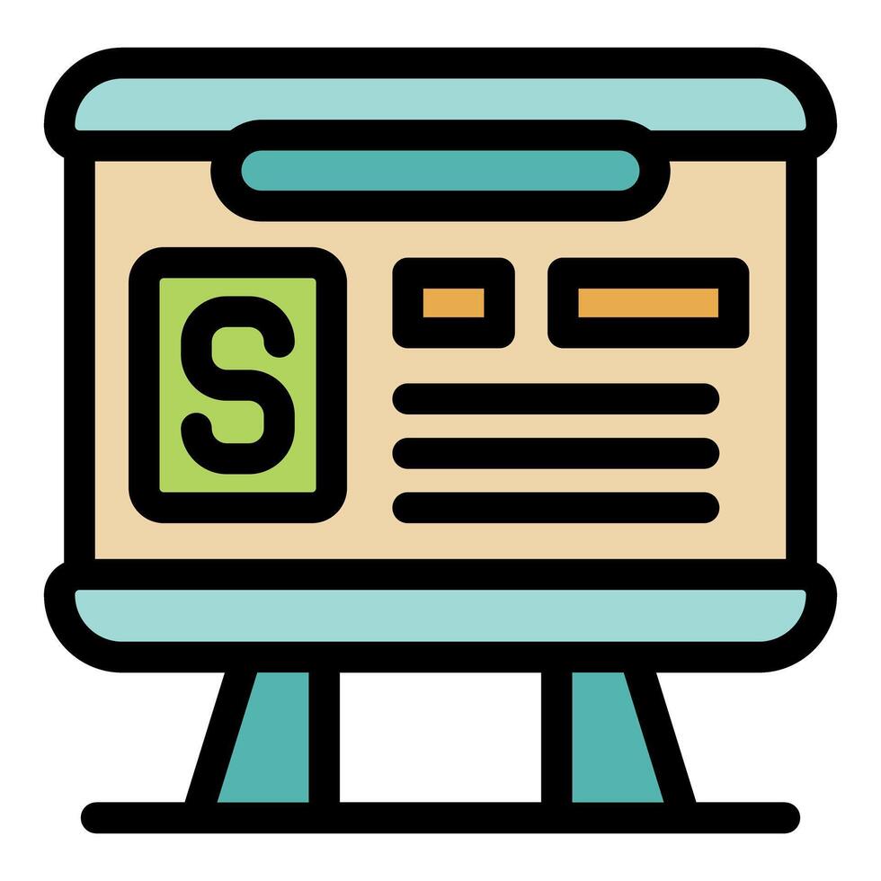 School presentation with letter s displayed on whiteboard vector