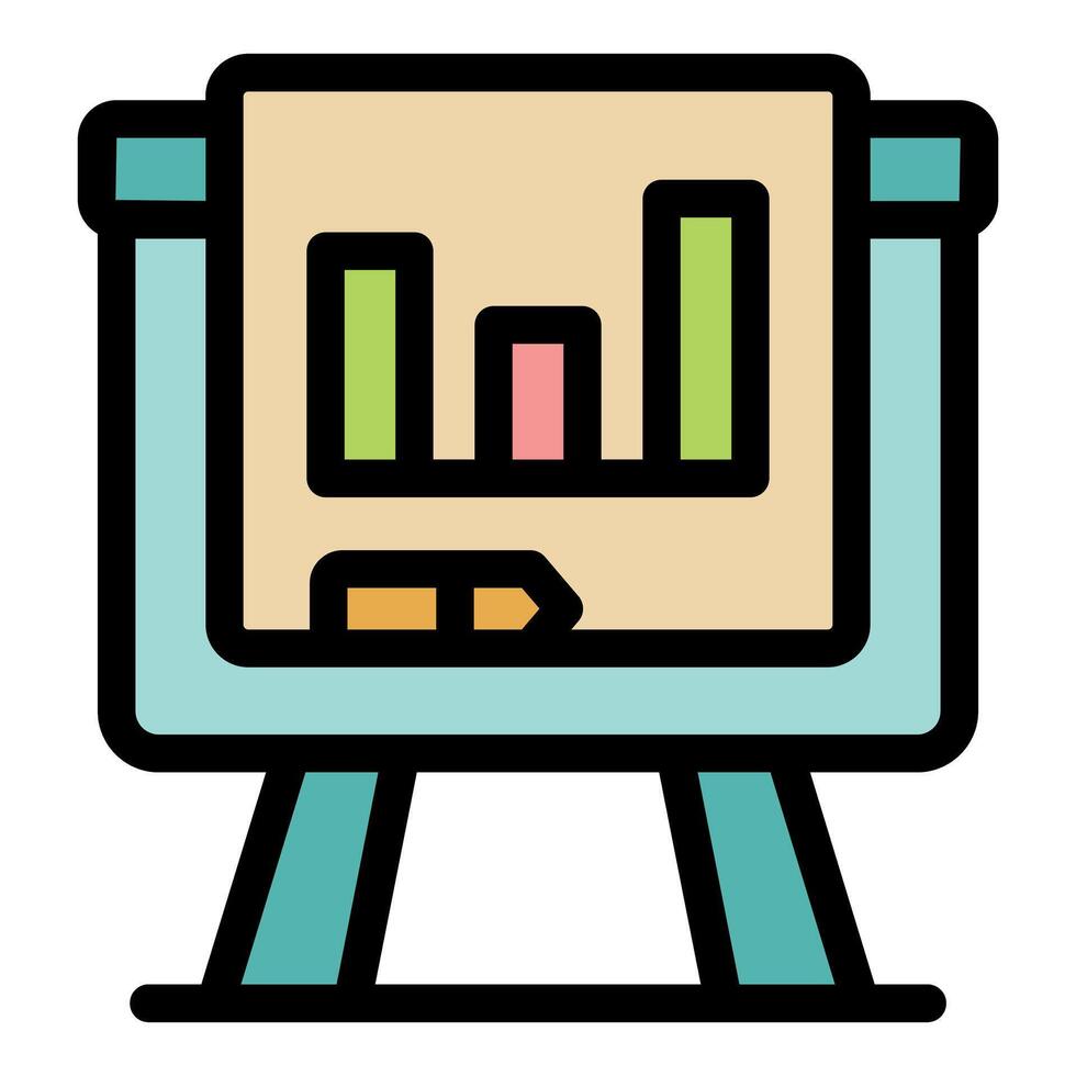 Flip chart showing bar graph and pencil for business presentations vector