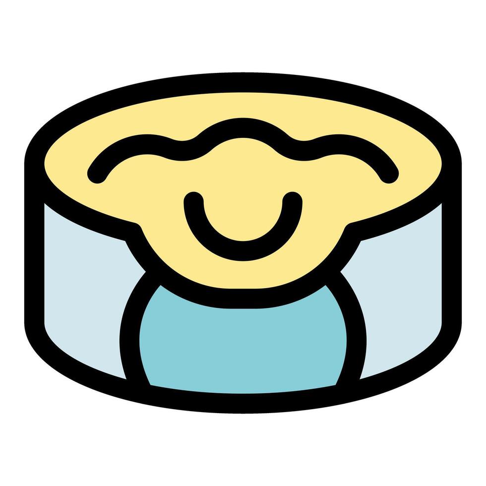 Smiling open tin can filled with custard or yogurt vector