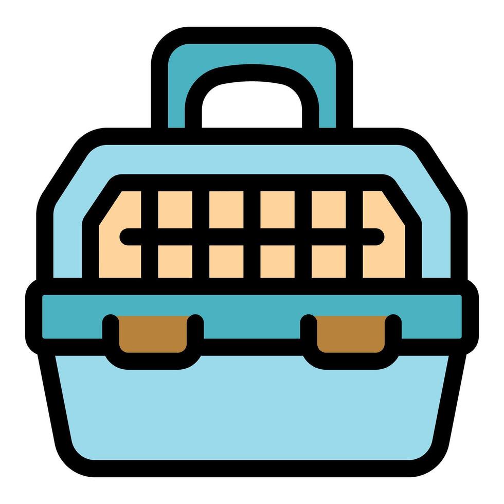 Light blue pet carrier protecting small animals during travel vector