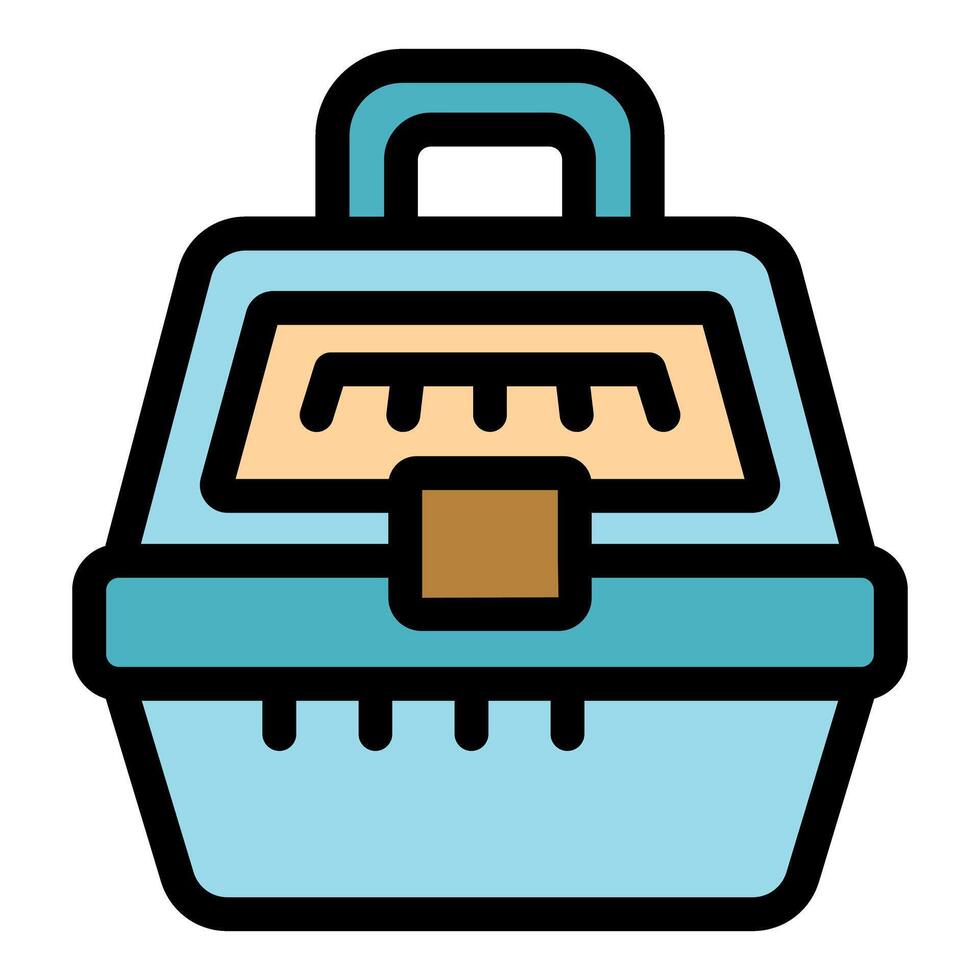 Light blue pet carrier protecting small domestic animals during travel vector