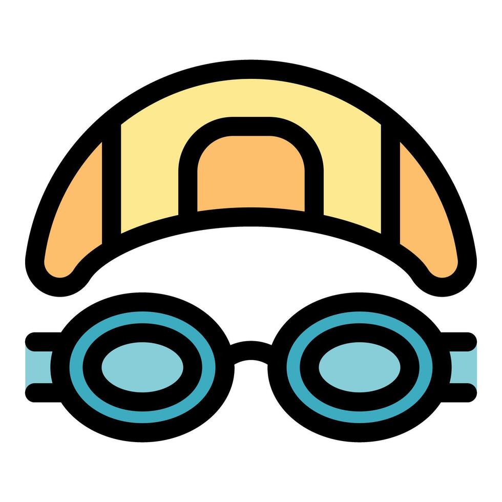 Swimmer goggles and cap icon representing swimming and pool activities vector