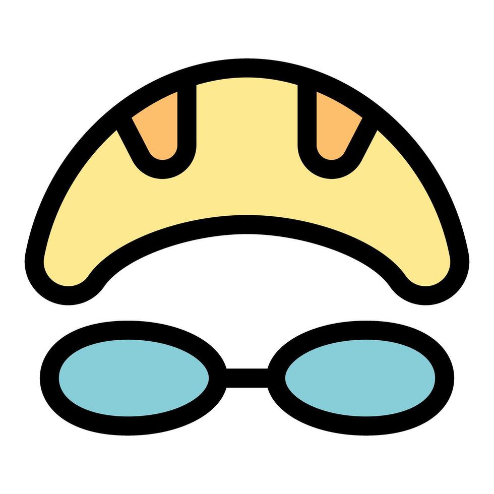 Swimming cap and goggles icon representing water sports and pool safety vector