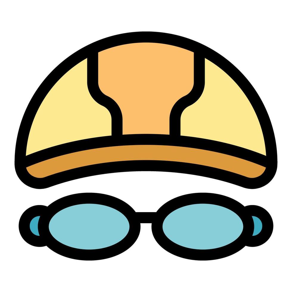 Swimming cap and goggles for professional swimmers training vector
