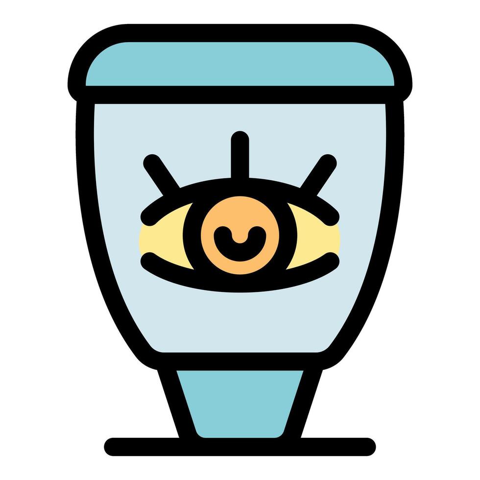 Smart toilet bowl observing with technological eye symbol vector
