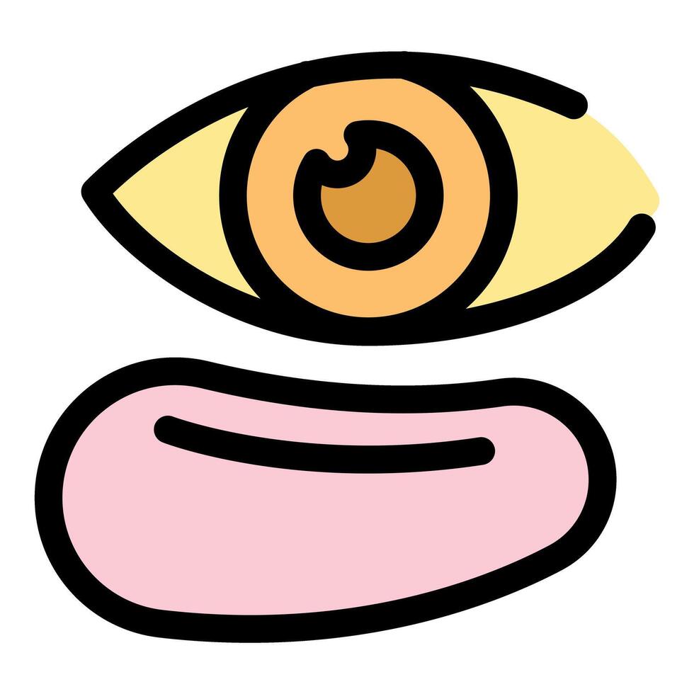 Eye looking down at contact lens, preparing for vision correction vector