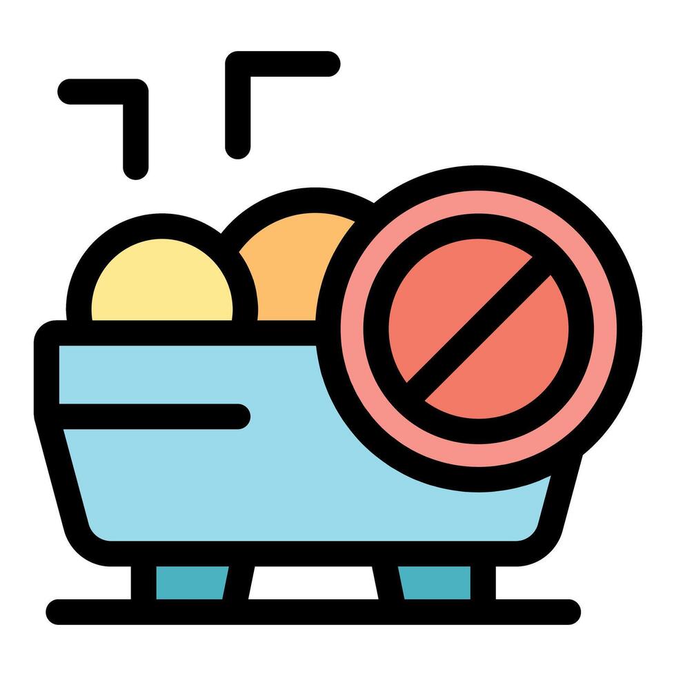 Stop food waste concept with full container and prohibition sign vector
