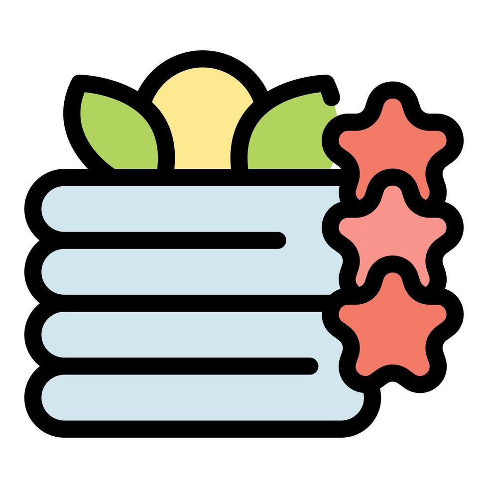 Stack of towels with a decoration and three stars, showing high quality textiles vector