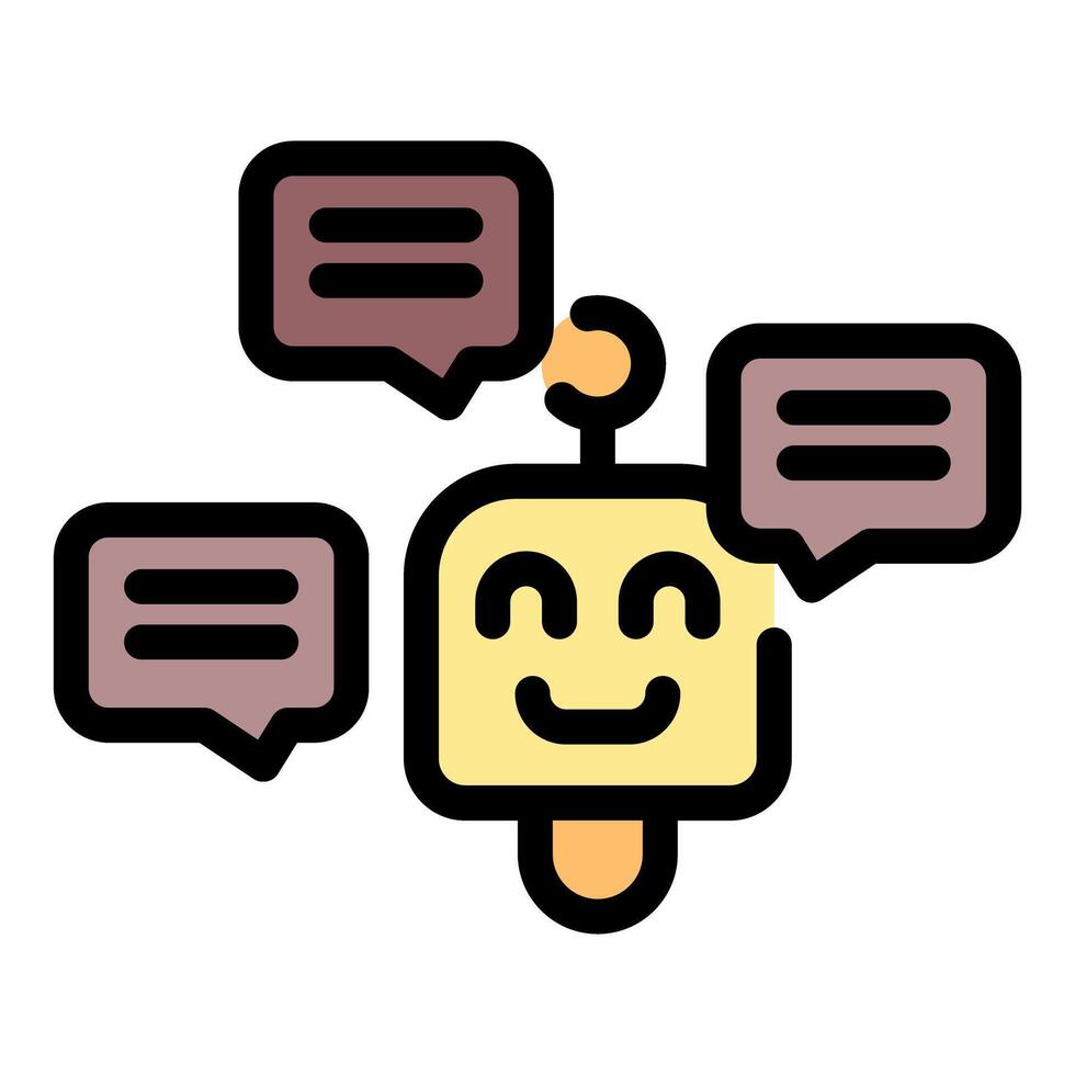 Friendly chatbot engaging in conversation with speech bubbles vector