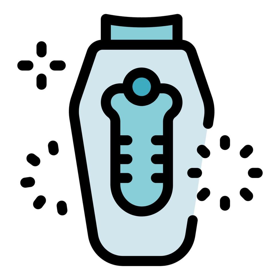 Detergent bottle with measuring cup icon showing laundry and cleaning product vector