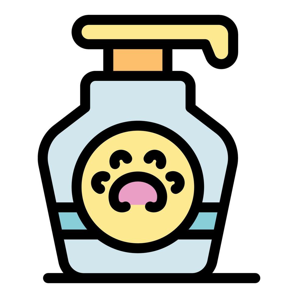 Pet shampoo bottle with paw print logo promoting hygiene and care vector